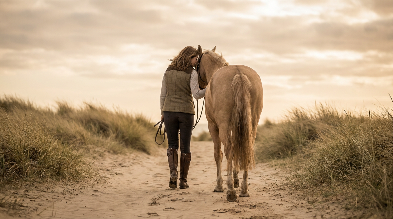 Horse and owner walking